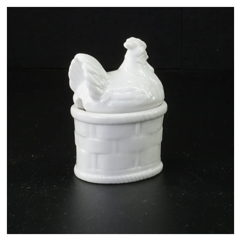 Hvid porcelæns høne (str. 10 x 7 x 6 cm)