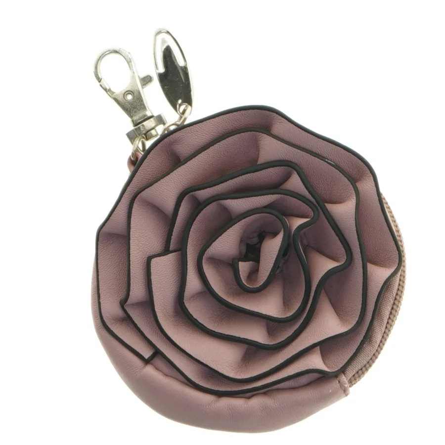 Rund Læder Taske med rosen design (str. Ø 10 cm)