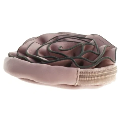 Rund Læder Taske med rosen design (str. Ø 10 cm)