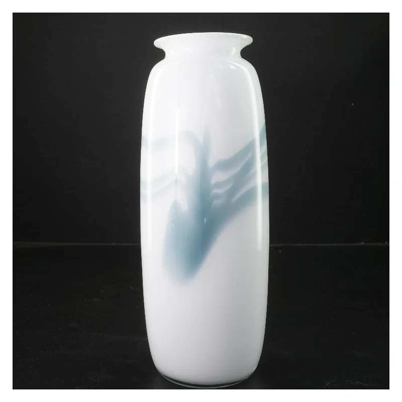 Holmegård Atlantisvase med blå mønster (str. Ø 8 cm længde 27 cm)