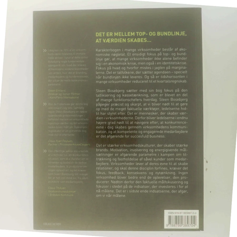 Oplevelsesregnskabet : fra målfikseret til middelfokuseret ledelse af Steen Bosebjerg (Bog)