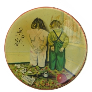 Gammel Carletti metal kagedåse fra 1950'erne (str. 18 x 8 cm)