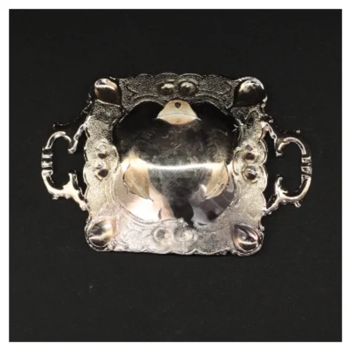 Sølvplet med gylden emalje ornamenteret fad 