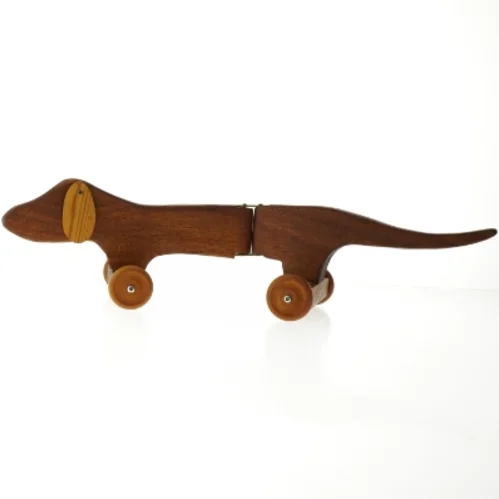 Håndlavet Træhund på hjul (str. 54 cm)