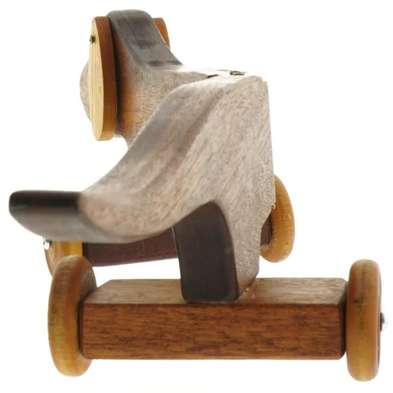 Håndlavet Træhund på hjul (str. 54 cm)