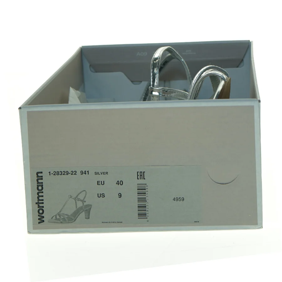 Sølvfarvede højhælede sandaler fra Tamaris (str. 40)