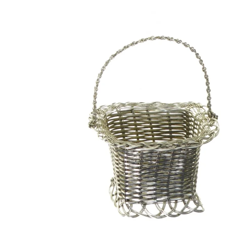 Fil de fer flettet Metal kurv med hank (str. Med hank 14 x 9 cm)