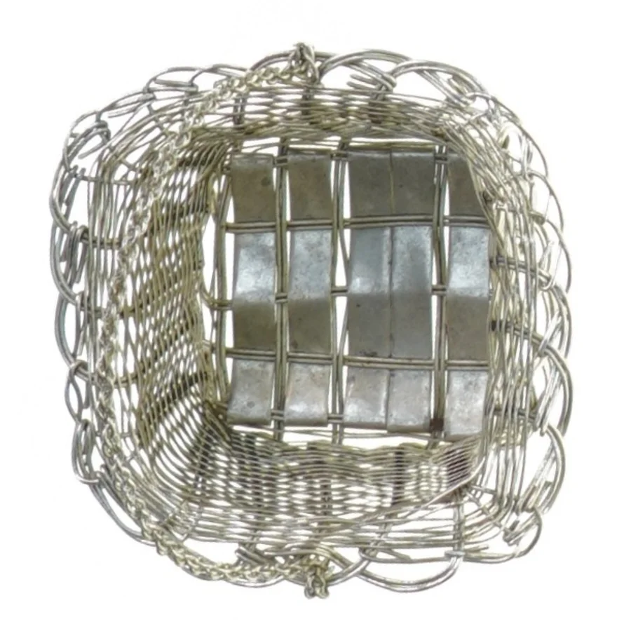 Fil de fer flettet Metal kurv med hank (str. Med hank 14 x 9 cm)
