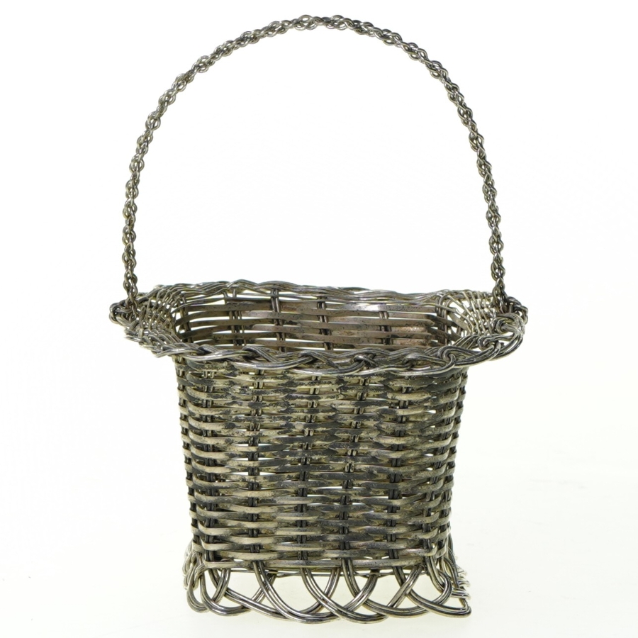 Fil de fer flettet Metal kurv med hank (str. Med hank 14 x 9 cm)