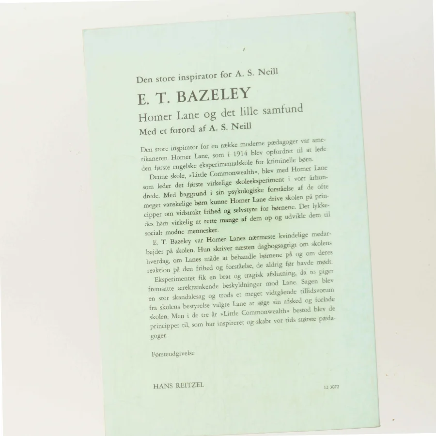 Homer Lane og det lille samfund af E.T. Bazeley (Bog)