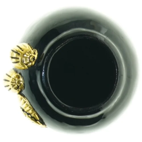 Lak vase med guld valmuer (str. 16 cm)