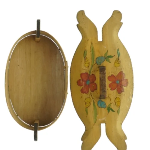 Antik svensk håndlavet almue malet blomster mad tejne. Træ æske madkasse (str. 29 x, 12 cm)