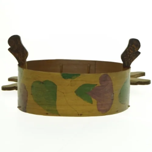 Antik svensk håndlavet almue malet blomster mad tejne. Træ æske madkasse (str. 29 x, 12 cm)