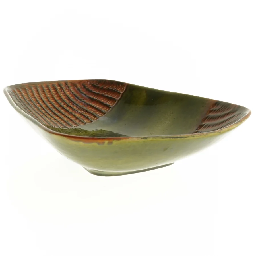 West Germany pyntefad orange grøn Keramikskål (str. 25x20 cm)