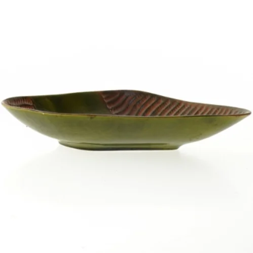 West Germany pyntefad orange grøn Keramikskål (str. 25x20 cm)