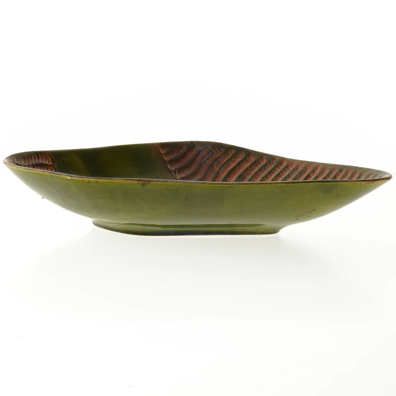 West Germany pyntefad orange grøn Keramikskål (str. 25x20 cm)