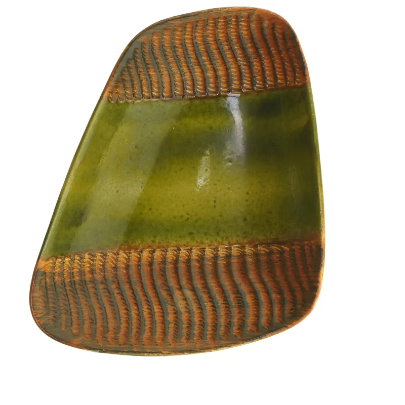 West Germany pyntefad orange grøn Keramikskål (str. 25x20 cm)