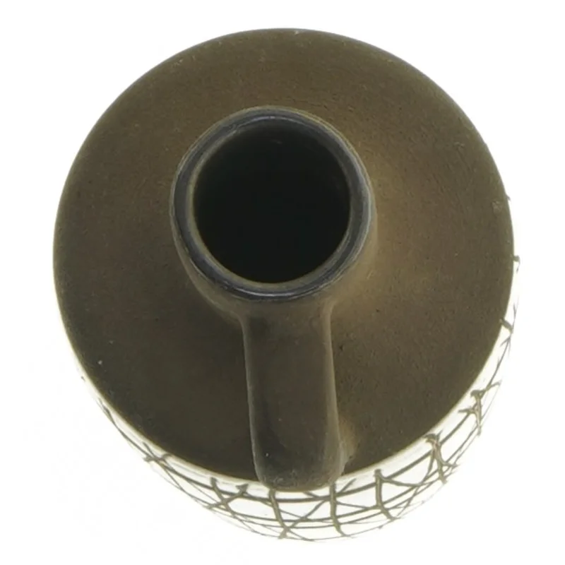 Keramik vase kande med hank (str. 21,5 x 6,5 cm)