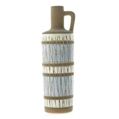 Keramik vase kande med hank (str. 21,5 x 6,5 cm)