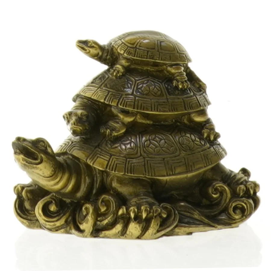 Gul metal skildpadde figur (str. 10 x 7 cm)