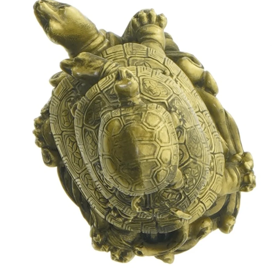 Gul metal skildpadde figur (str. 10 x 7 cm)