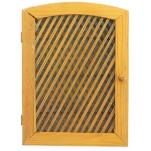Træ nøgleskab med gitterlåg (str. 26,5x20x4,5 cm)