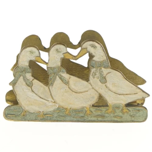 Messing vintage servietholder med ænder (str. 16x9 cm)