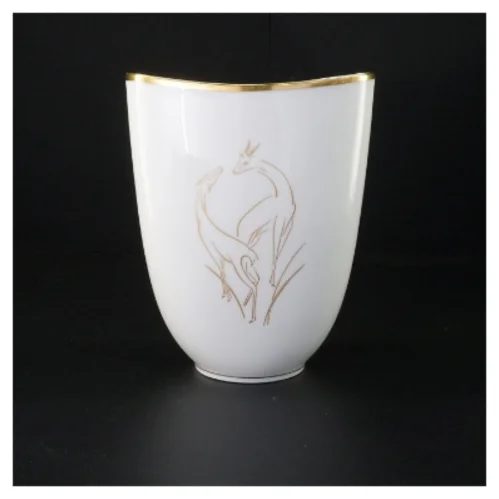 Porcelænsvase med gazelle motiv (str. 21 x 17 cm)