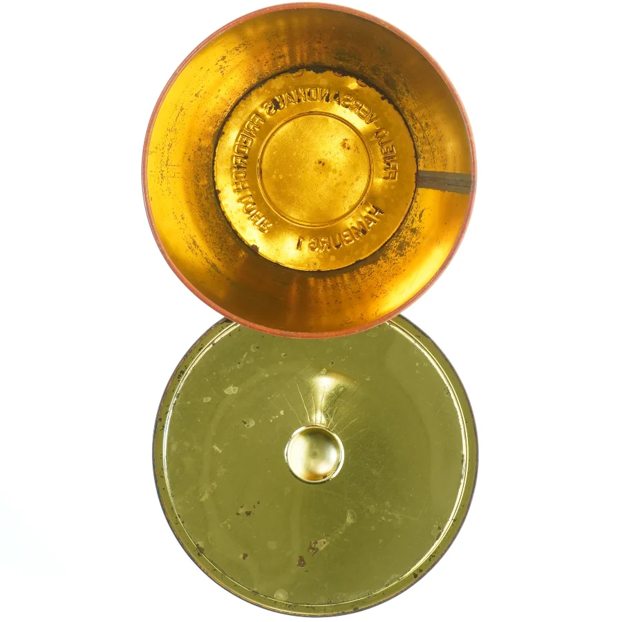 Antik Metal Kage Dåse med blomstermotiv (str. 17,5x10 cm)