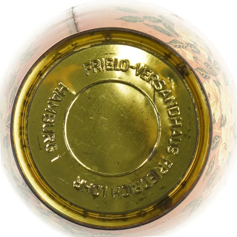 Antik Metal Kage Dåse med blomstermotiv (str. 17,5x10 cm)