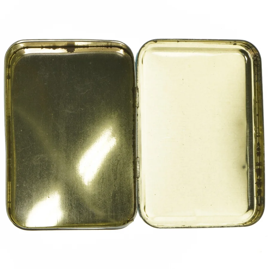 Vintage Hollandsk Metaldåse med blå dekoration (str. 17x12 cm)