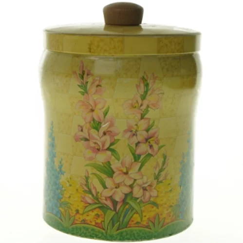 Britisk Windsor emaljeret Baret Ware dåse med blomstermotiv (str. Ø 16 cm h 22 cm)