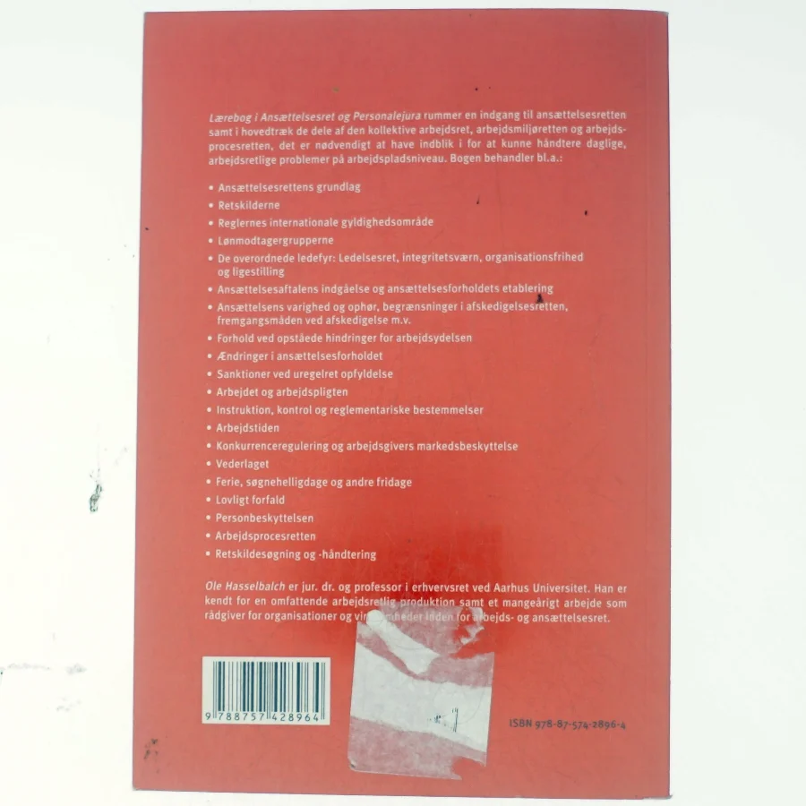Lærebog i ansættelsesret og personalejura af Ole Hasselbalch (Bog)