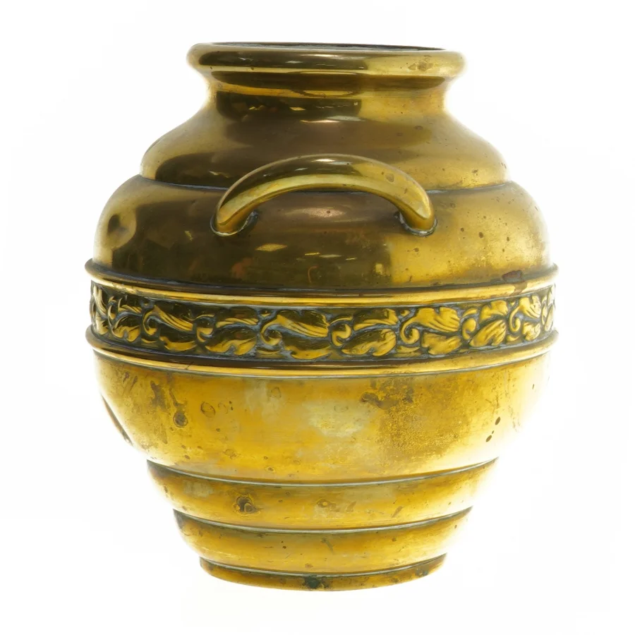 Antik messing vase (str. 19 cm)