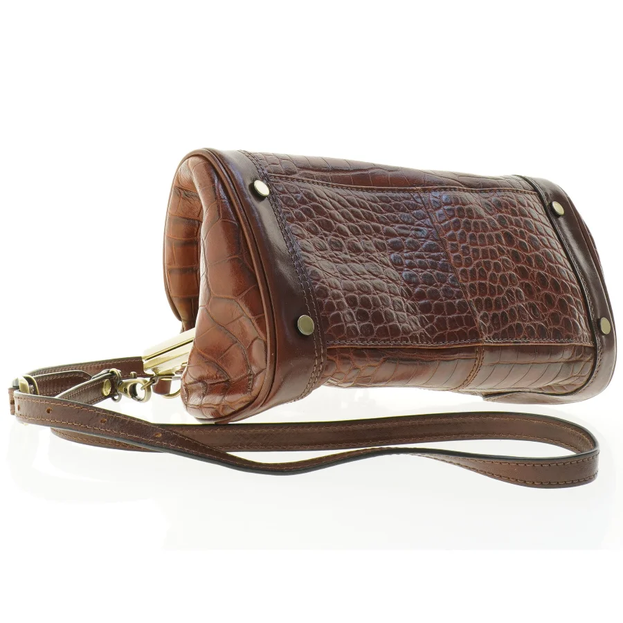 Gianni Conti Brun krokodillepræget håndtaske SOM NY (str. 30 x 15 x 19 cm)