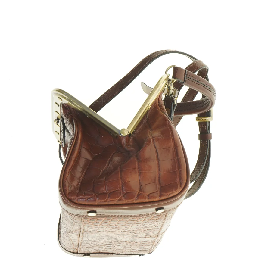 Gianni Conti Brun krokodillepræget håndtaske SOM NY (str. 30 x 15 x 19 cm)