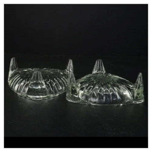 2 stk. Stabelbare Vintage art nouveau glasskål på 3 fødder (str. 16 x 5,5 cm)