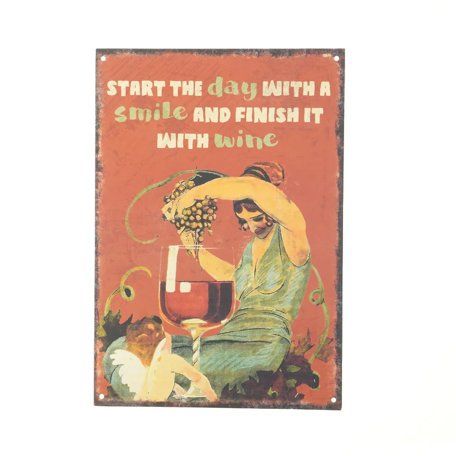 Metalplakat med vinmotiv fra Retro Gift (str. 39x27 cm)