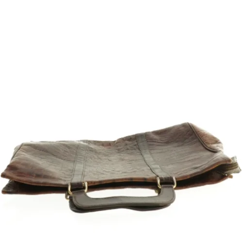 Krokodillepræget Læder Bon Goût PC håndtaske (str. 40 x 32 cm)