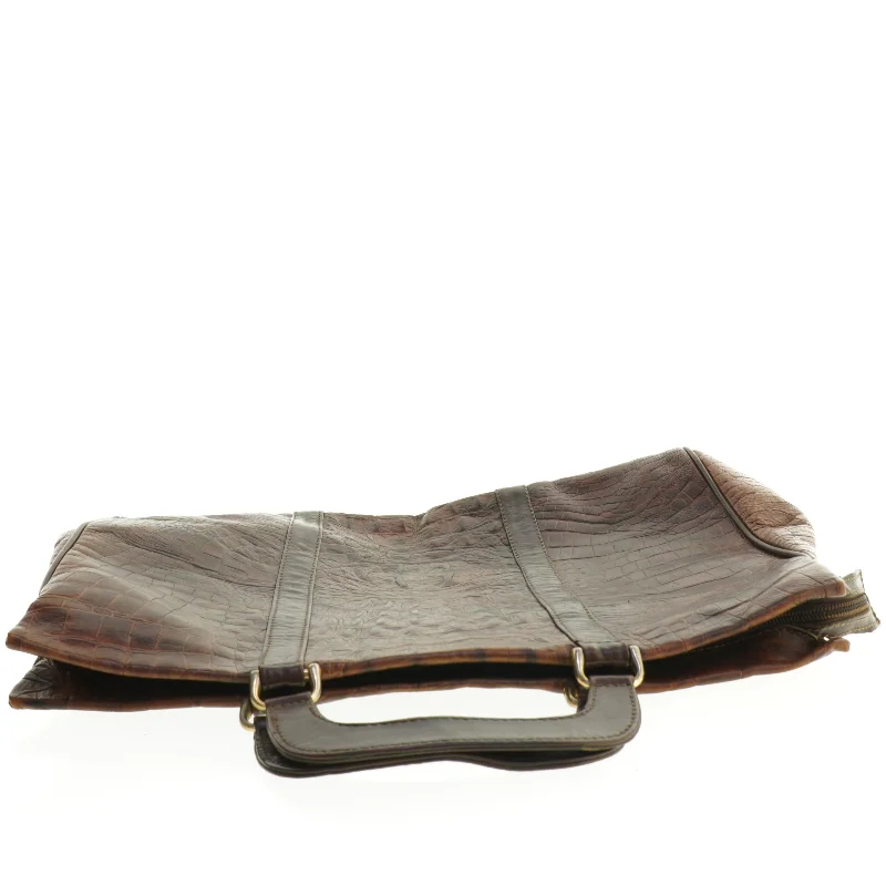 Krokodillepræget Læder Bon Goût PC håndtaske (str. 40 x 32 cm)