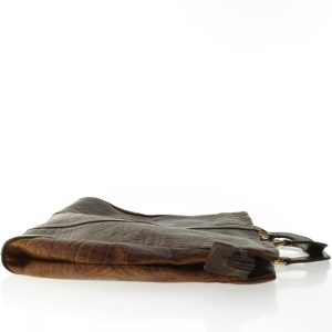 Krokodillepræget Læder Bon Goût PC håndtaske (str. 40 x 32 cm)