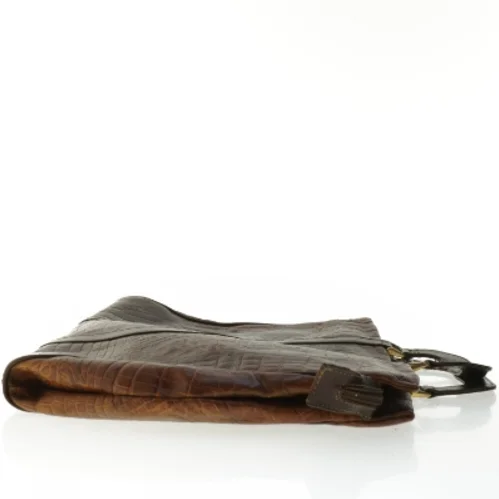 Krokodillepræget Læder Bon Goût PC håndtaske (str. 40 x 32 cm)