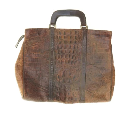 Krokodillepræget Læder Bon Goût PC håndtaske (str. 40 x 32 cm)