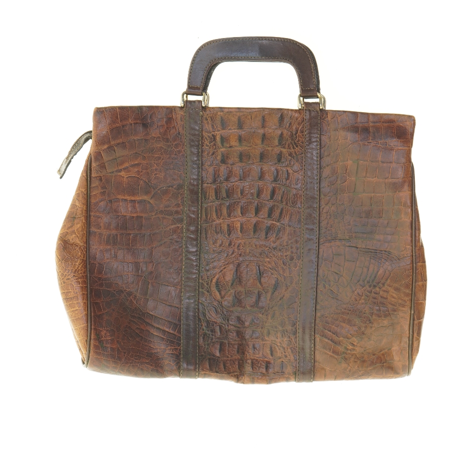 Krokodillepræget Læder Bon Goût PC håndtaske (str. 40 x 32 cm)