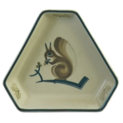 Trekantet fad med egern motiv fra Royal Copenhagen (str. 15 x 3 cm)