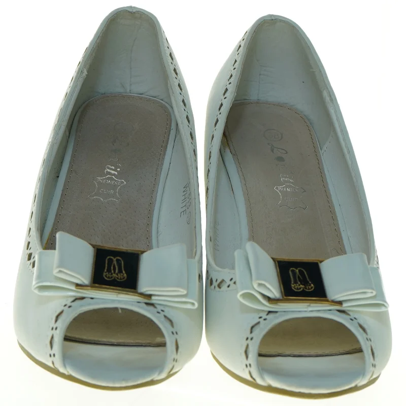 Hvid Læder kilehælsko med sløjfe fra Lov'it (str. 38)