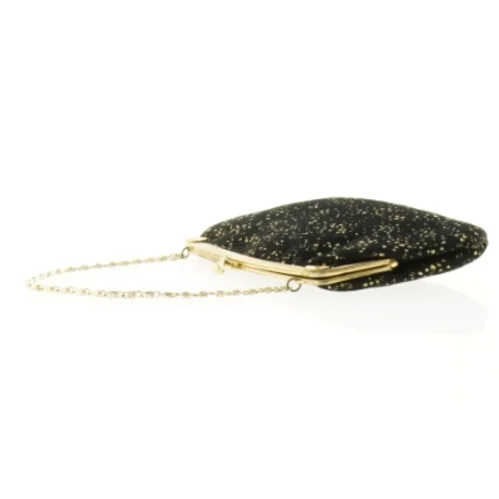 Sort aften clutch med guldkæde (str. 19 x 15 cm)