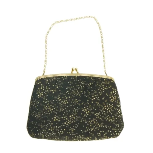 Sort aften clutch med guldkæde (str. 19 x 15 cm)