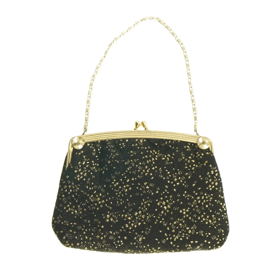 Sort aften clutch med guldkæde (str. 19 x 15 cm)