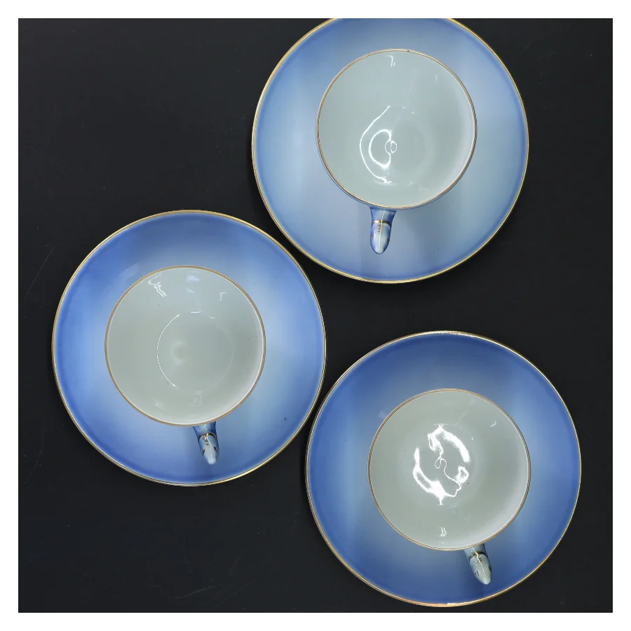 Tekop-sæt med motiver af danske slotte fra Royal Copenhagen (str. 13,5 ø cm og. 7,5 ø x 6 cm)